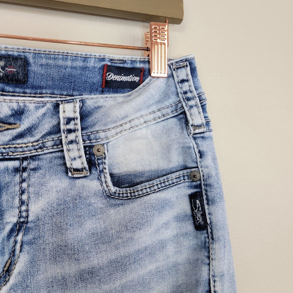 Silver Suki Skinny Jeans Mid Rise Light Blue Jeggings Ripped Knee Stretch 30 10 - Picture 4 of 12